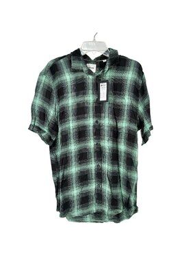 onsSAMY Reg Viscose Check Shirt Mens L Green Black Plaid Button Up Only & Sons